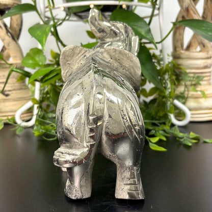 8" Pyrite Elephant Hand Carved from Peru - RAN503