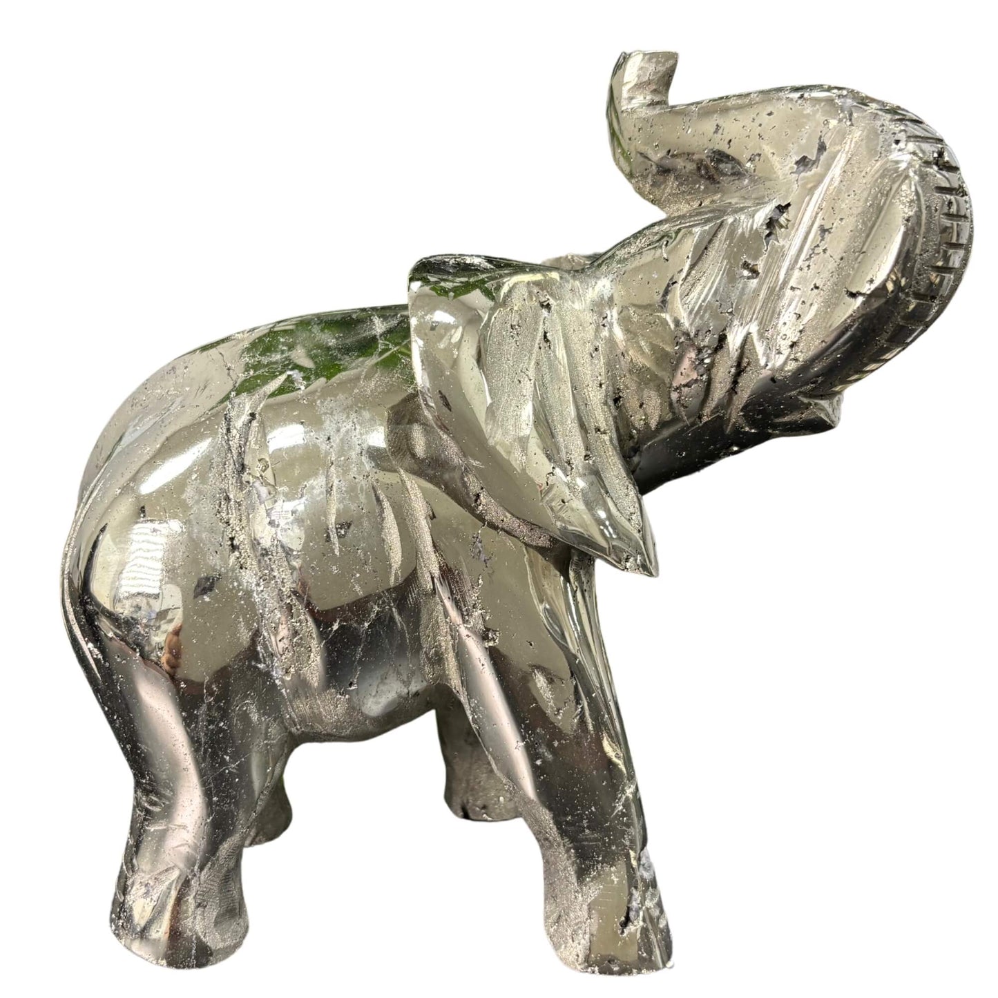 8" Pyrite Elephant Hand Carved from Peru - RAN503
