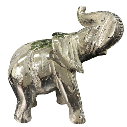 8" Pyrite Elephant Hand Carved from Peru - RAN503