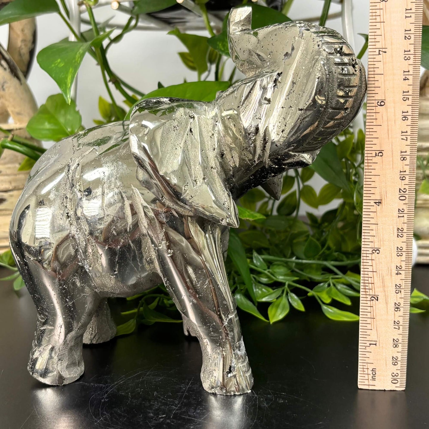 8" Pyrite Elephant Hand Carved from Peru - RAN503