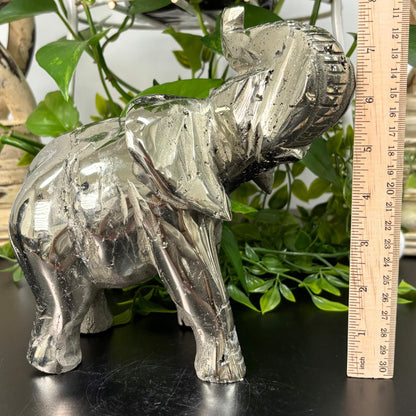8" Pyrite Elephant Hand Carved from Peru - RAN503