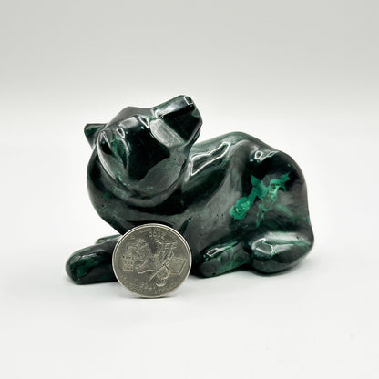 Natural Malachite Panther Carving - Gem Avenue