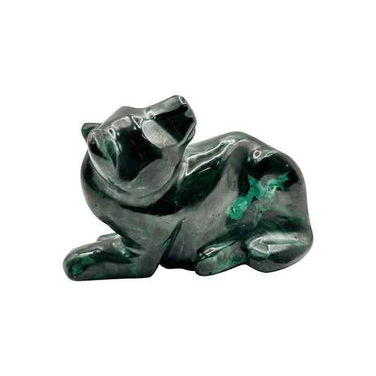 Natural Malachite Panther Carving - Gem Avenue