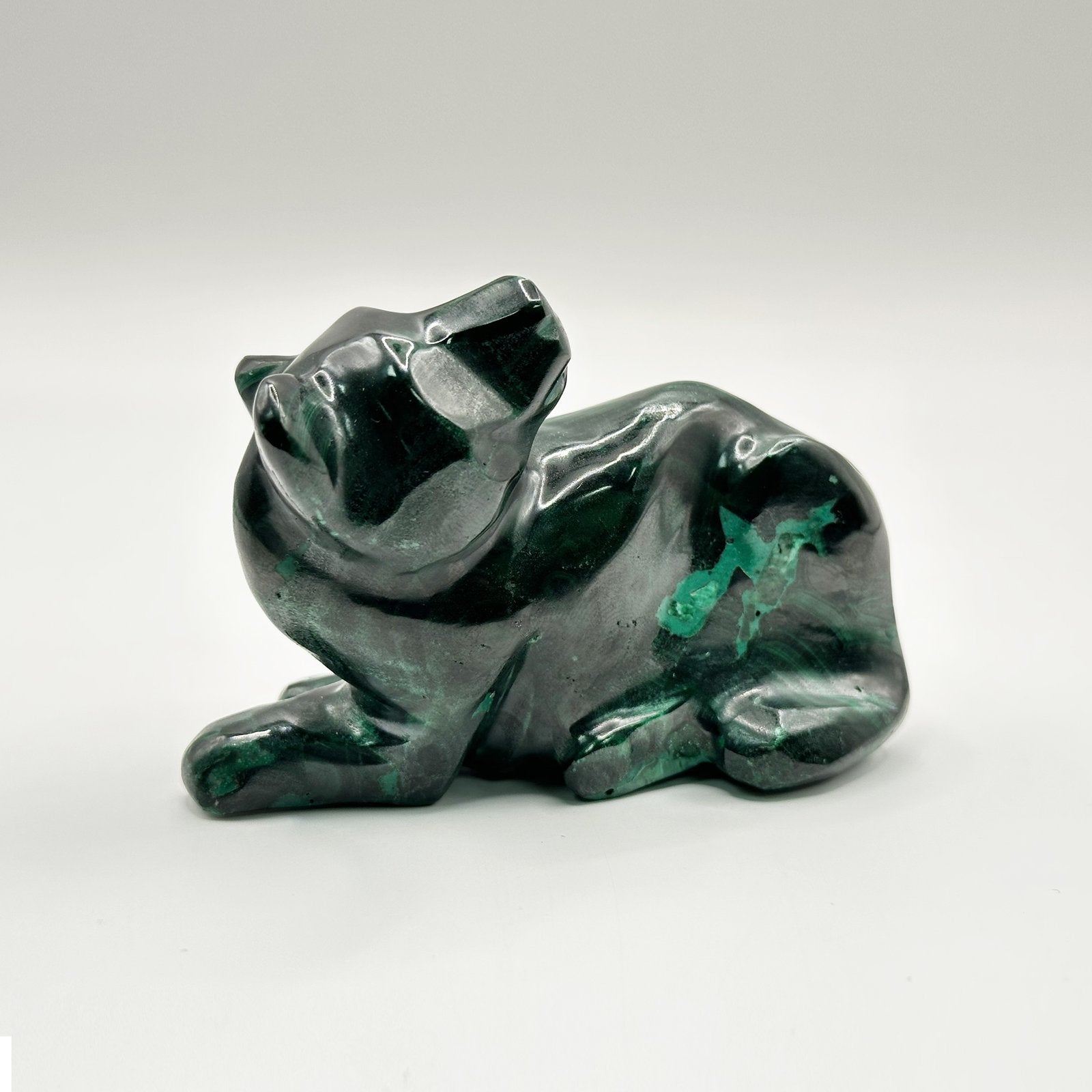 Natural Malachite Panther Carving - Gem Avenue
