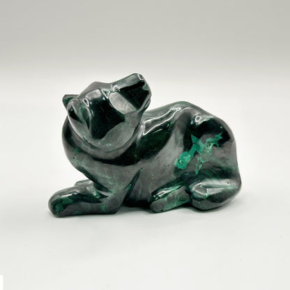 Natural Malachite Panther Carving - Gem Avenue