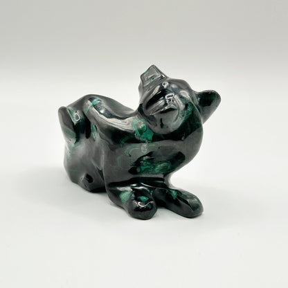 Natural Malachite Panther Carving - Gem Avenue