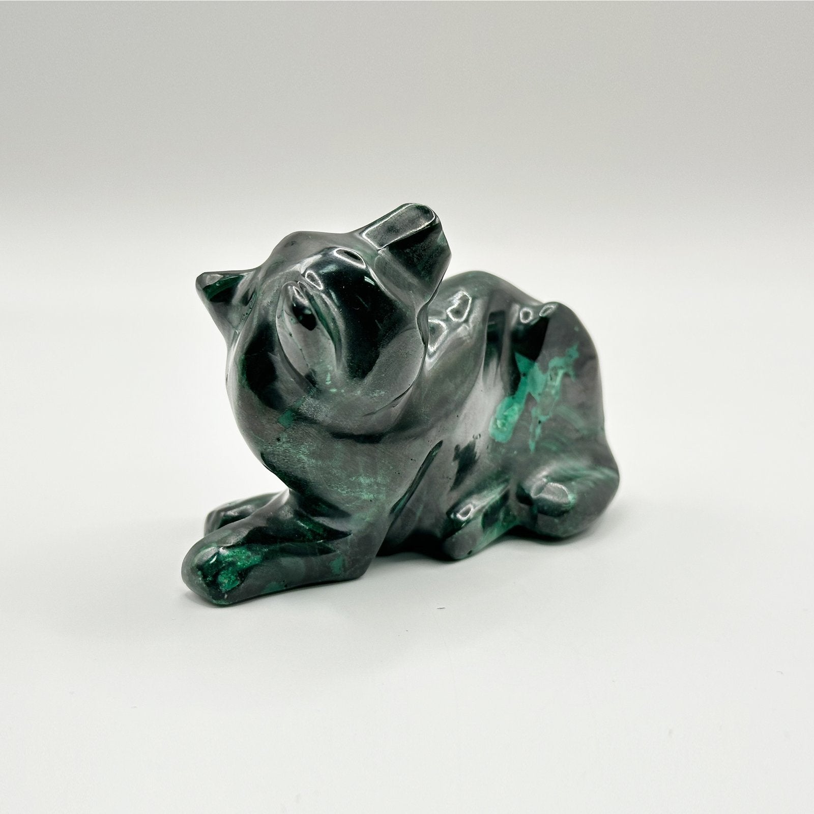 Natural Malachite Panther Carving - Gem Avenue