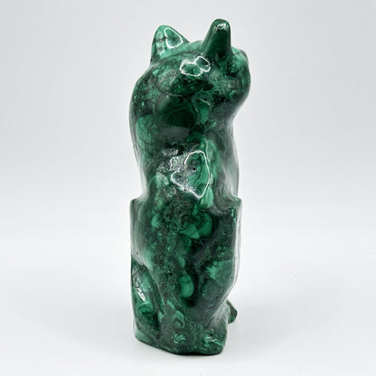 Natural Malachite Cat Carving - Gem Avenue