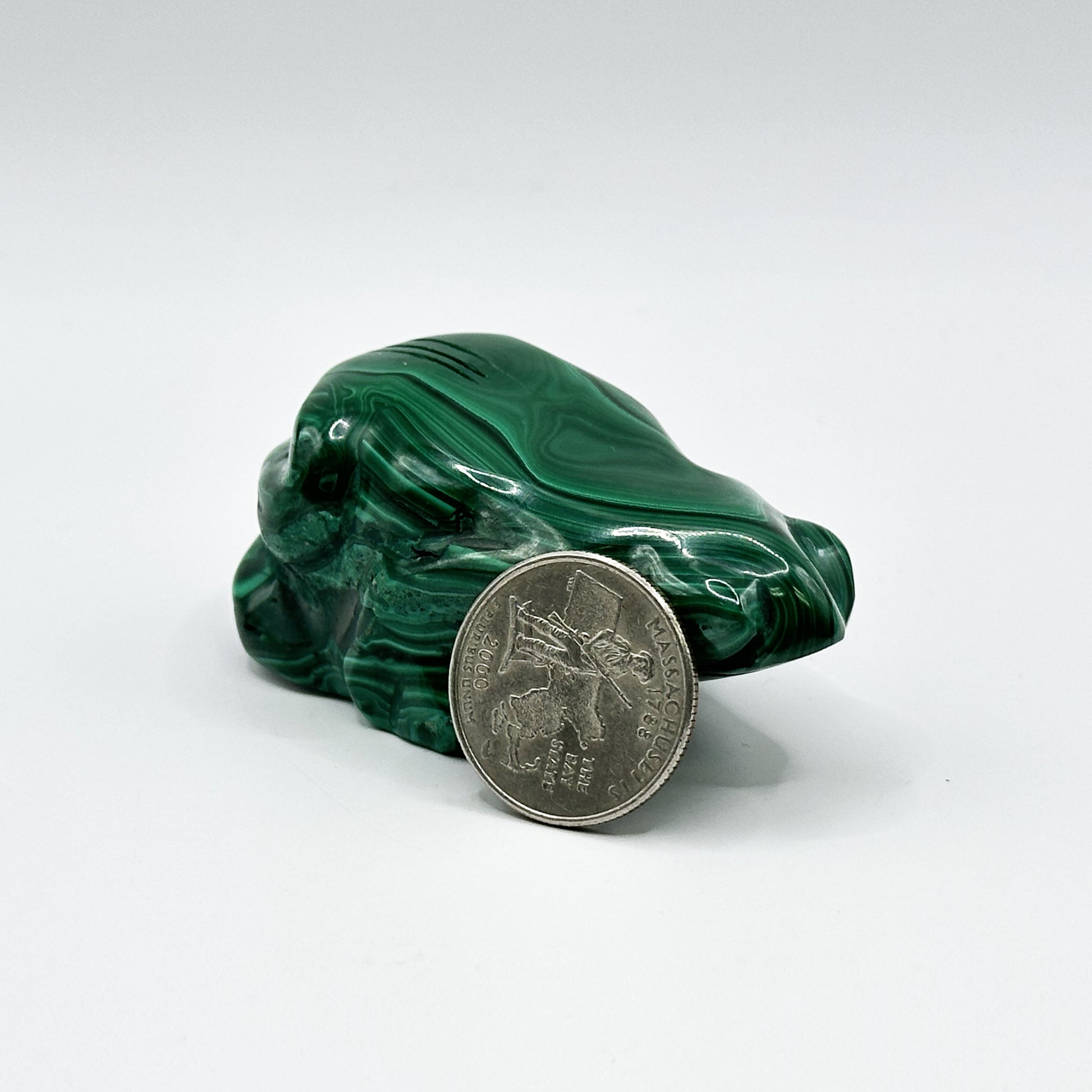 Natural Malachite Frog Carving - Gem Avenue