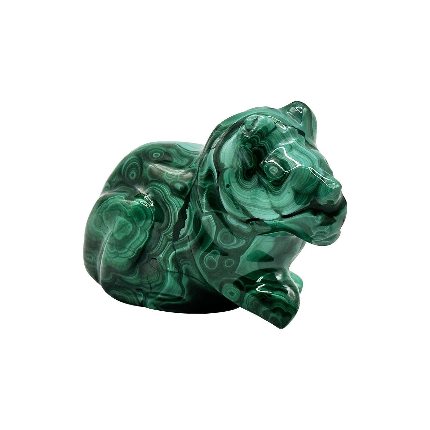 Natural Malachite Lion Carving - Gem Avenue