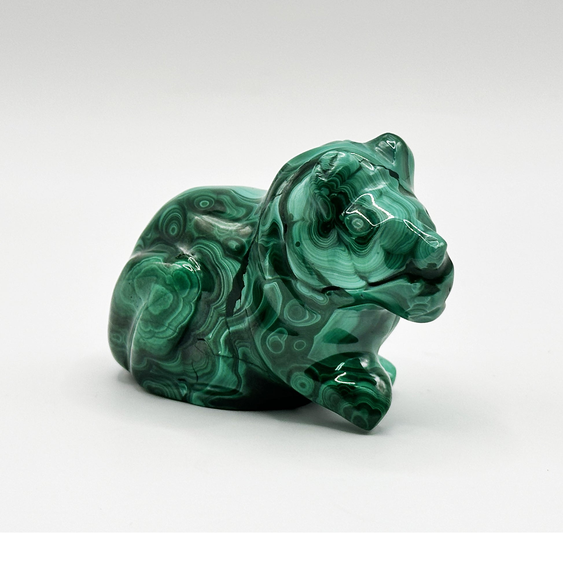 Natural Malachite Lion Carving - Gem Avenue