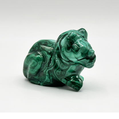 Natural Malachite Lion Carving - Gem Avenue