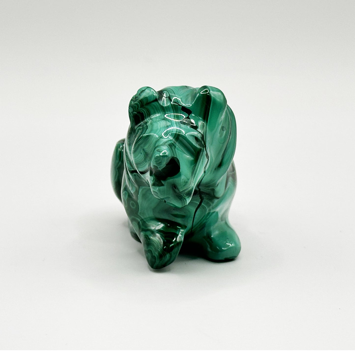 Natural Malachite Lion Carving - Gem Avenue
