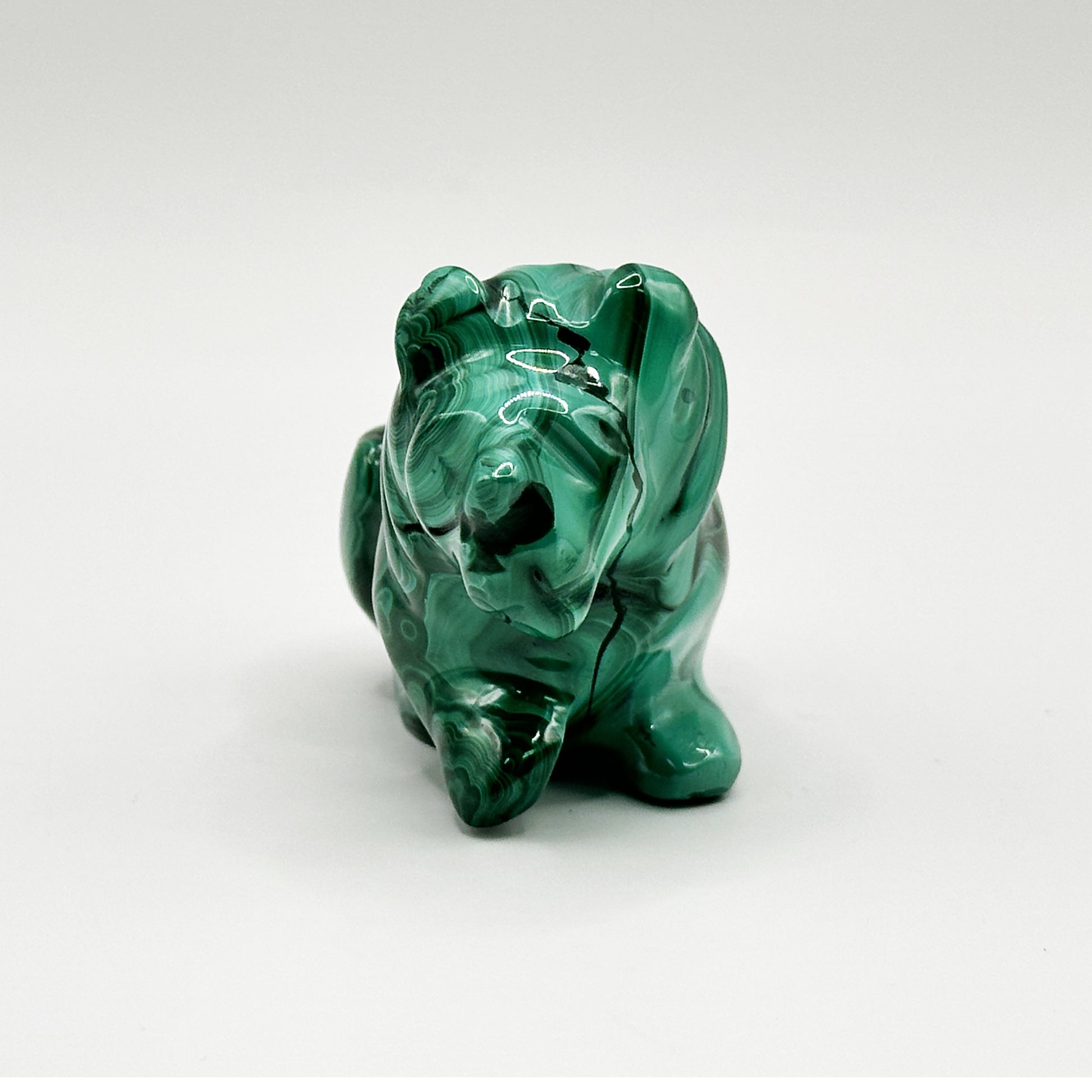 Natural Malachite Lion Carving - Gem Avenue