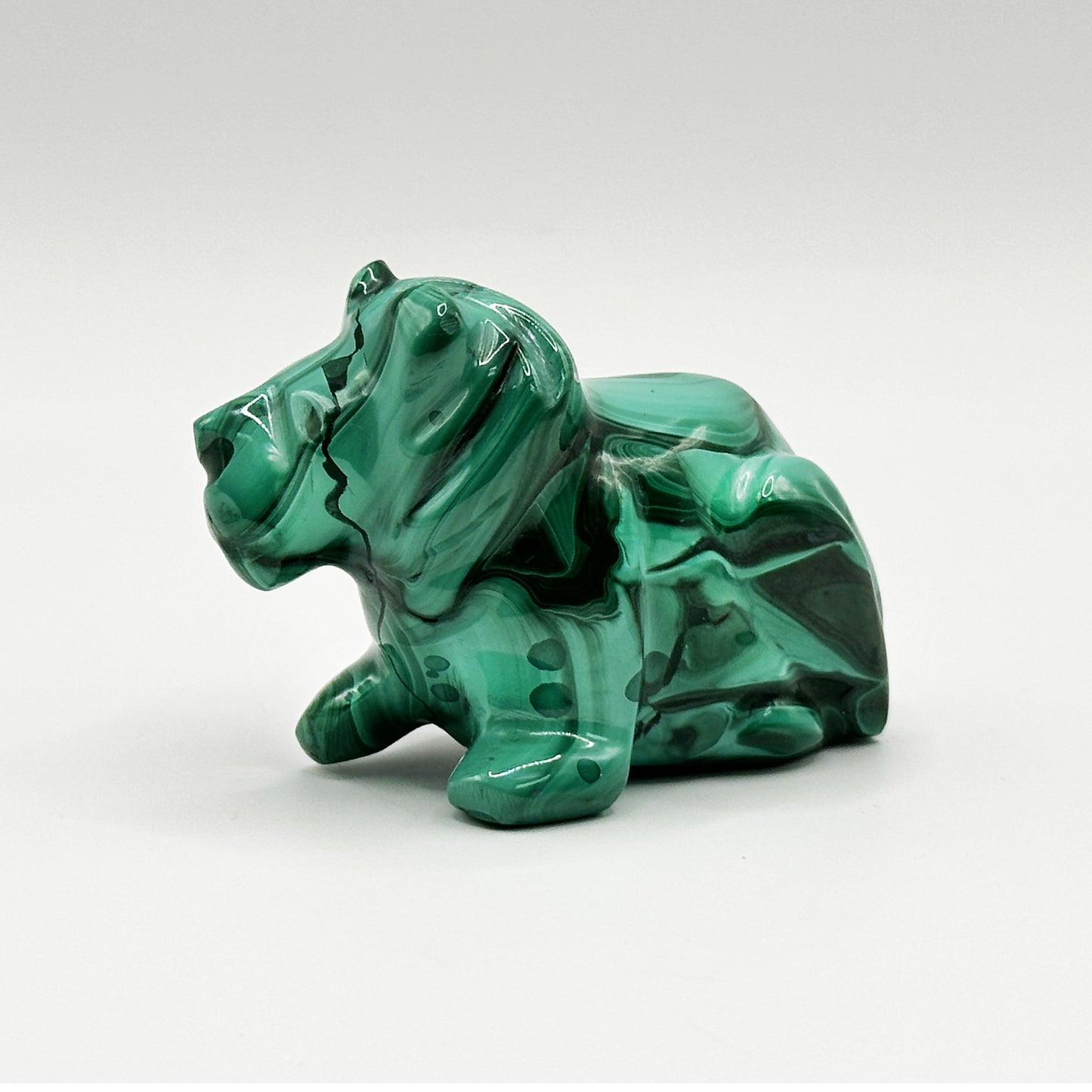 Natural Malachite Lion Carving - Gem Avenue