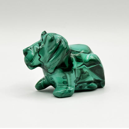 Natural Malachite Lion Carving - Gem Avenue