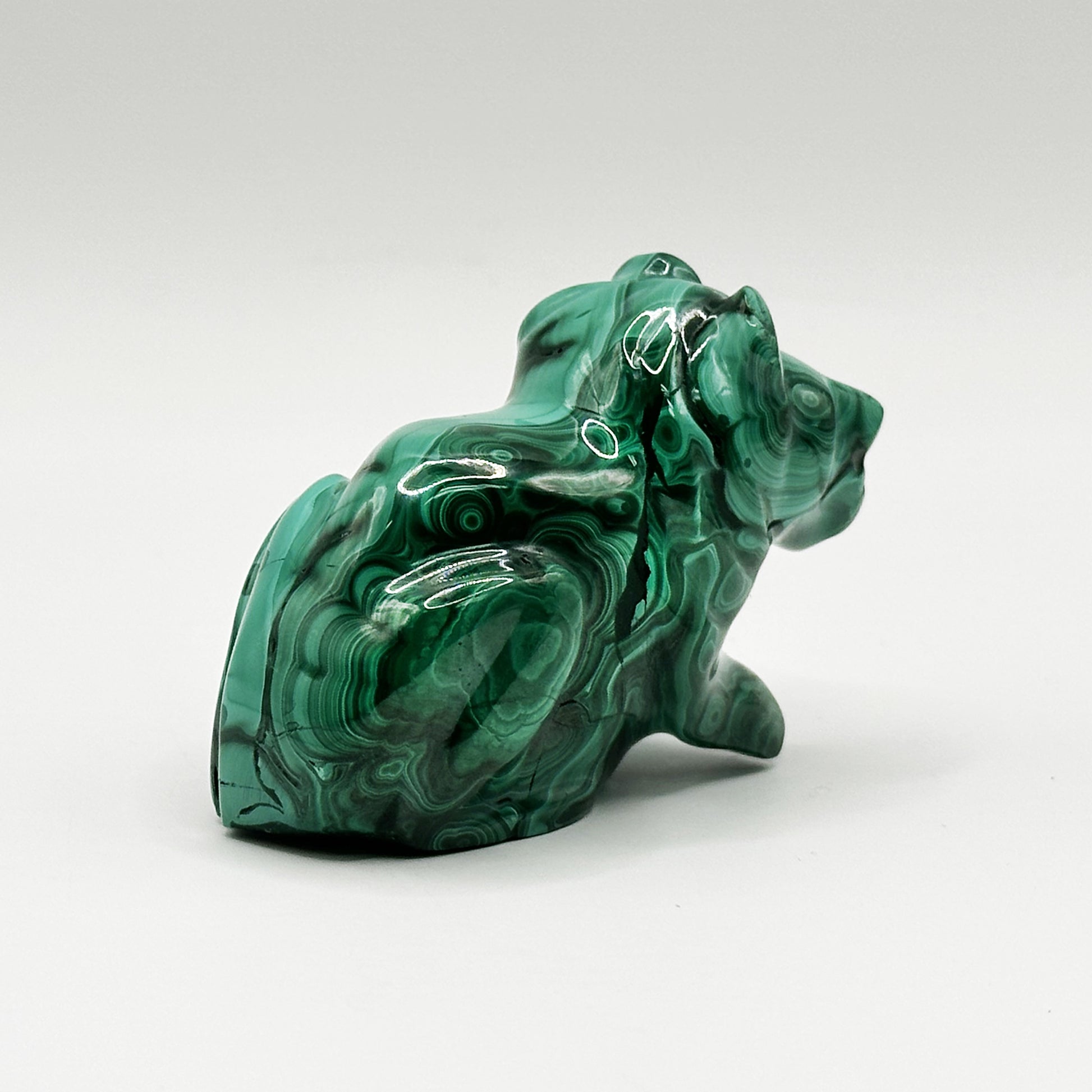 Natural Malachite Lion Carving - Gem Avenue