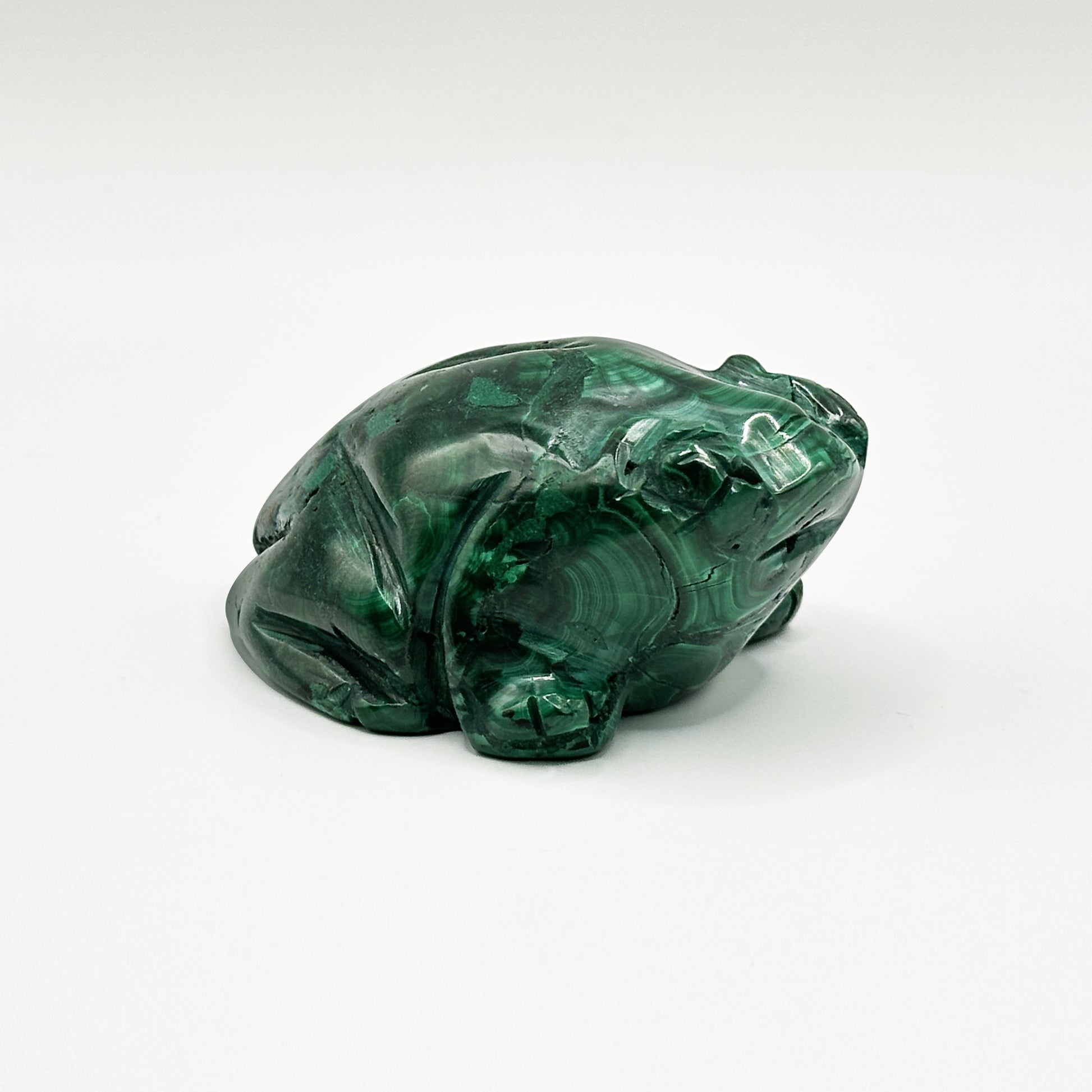 Natural Malachite Frog Carving - Gem Avenue