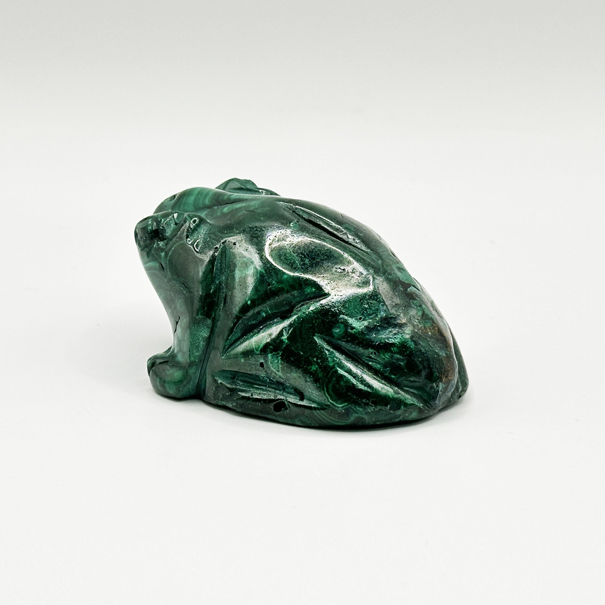 Natural Malachite Frog Carving - Gem Avenue
