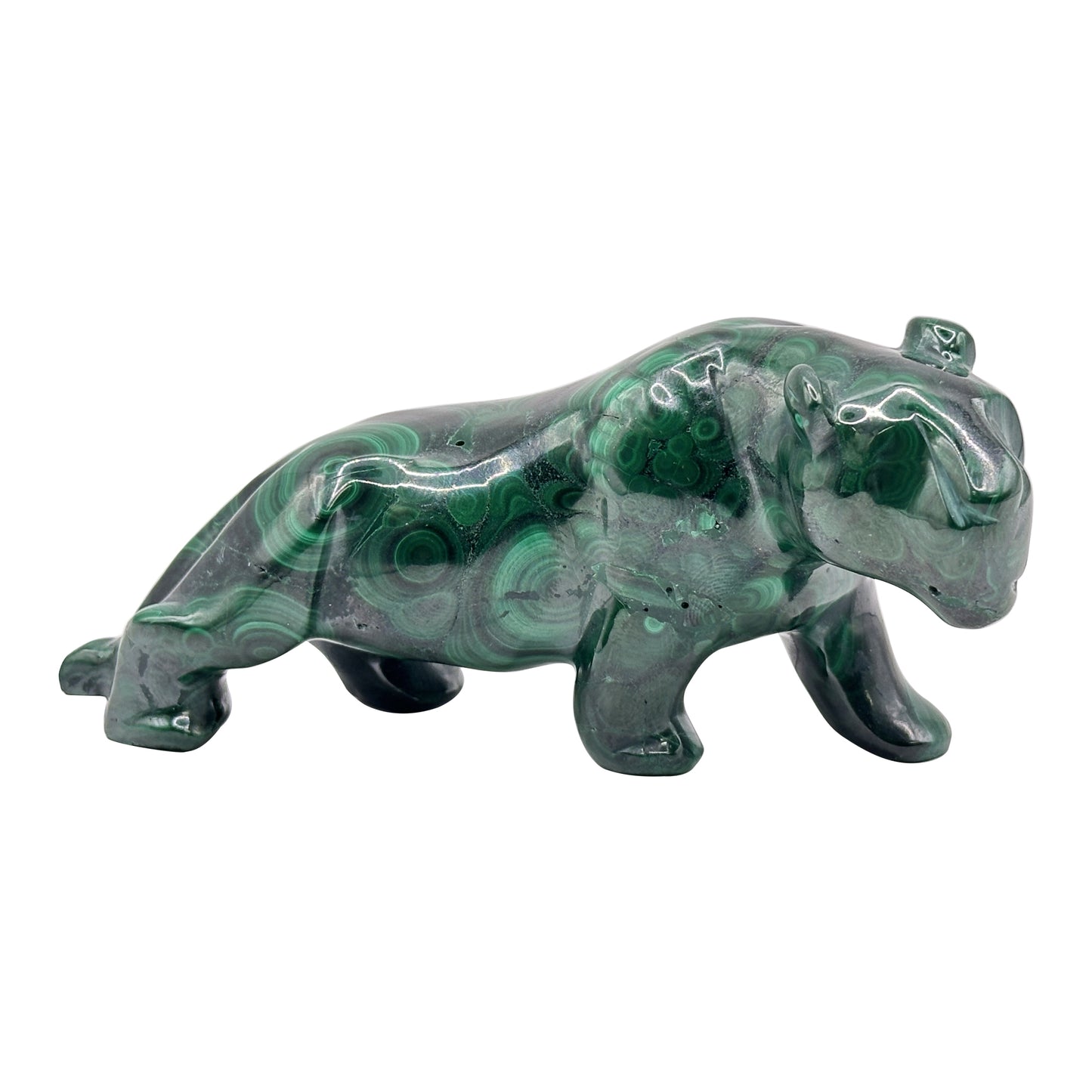 Natural Malachite Panther Carving - Gem Avenue