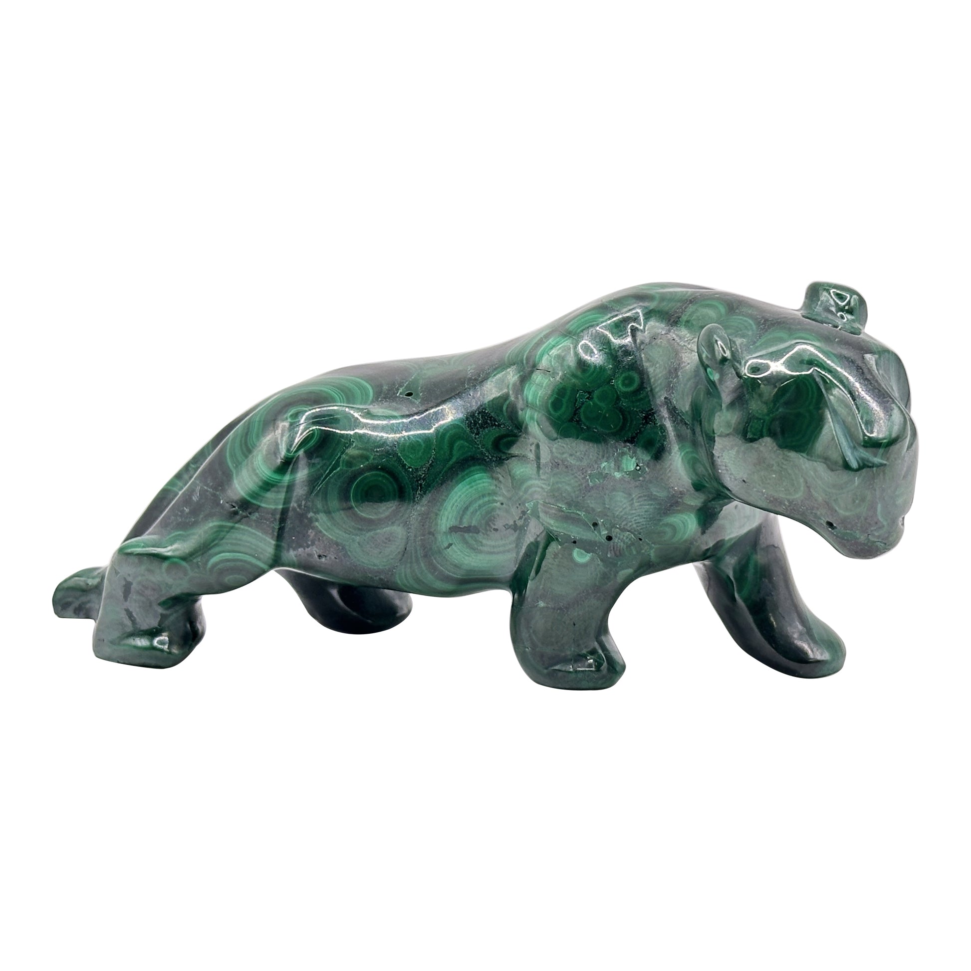 Natural Malachite Panther Carving - Gem Avenue