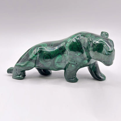 Natural Malachite Panther Carving - Gem Avenue