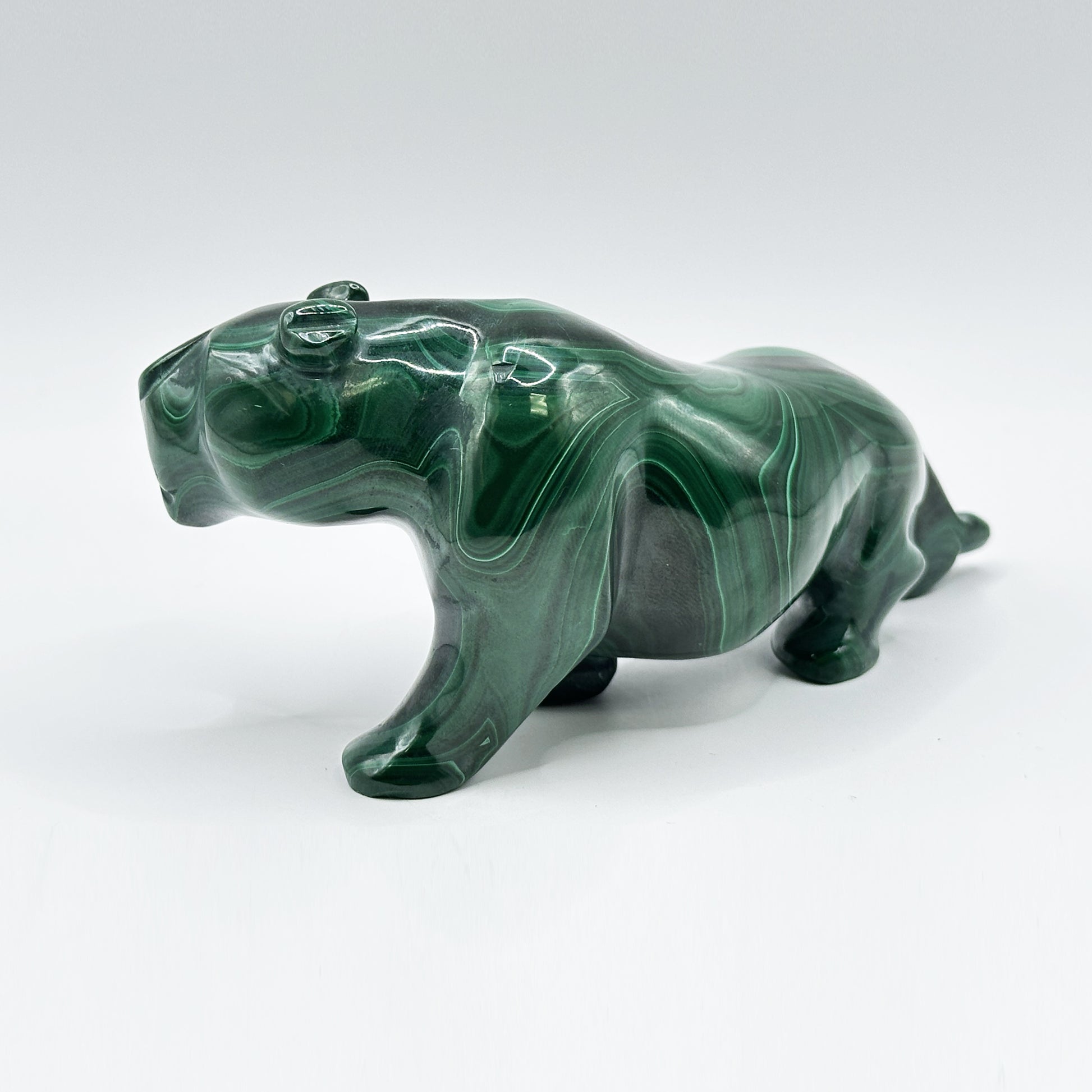 Natural Malachite Panther Carving - Gem Avenue