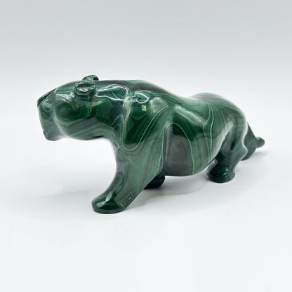 Natural Malachite Panther Carving - Gem Avenue