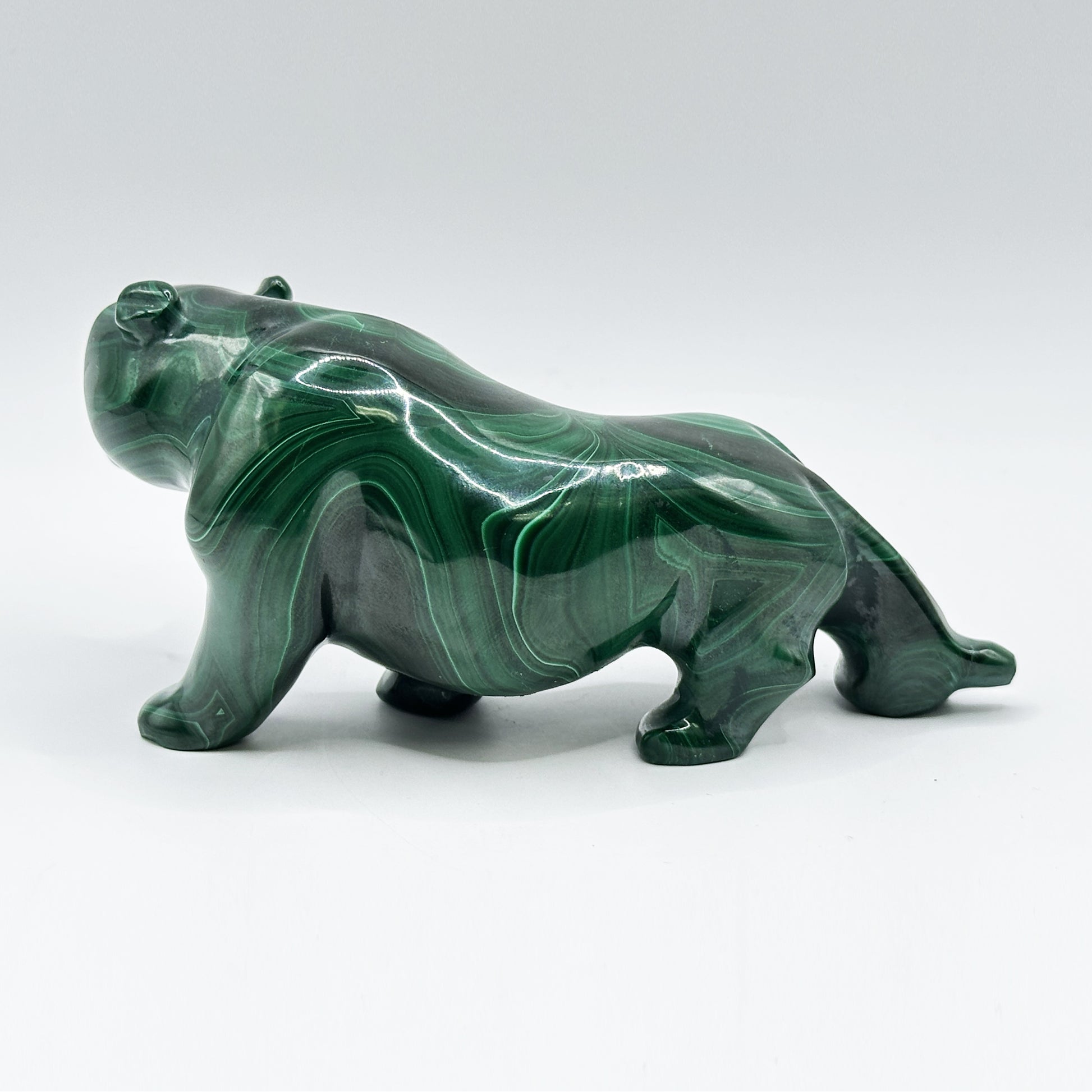 Natural Malachite Panther Carving - Gem Avenue