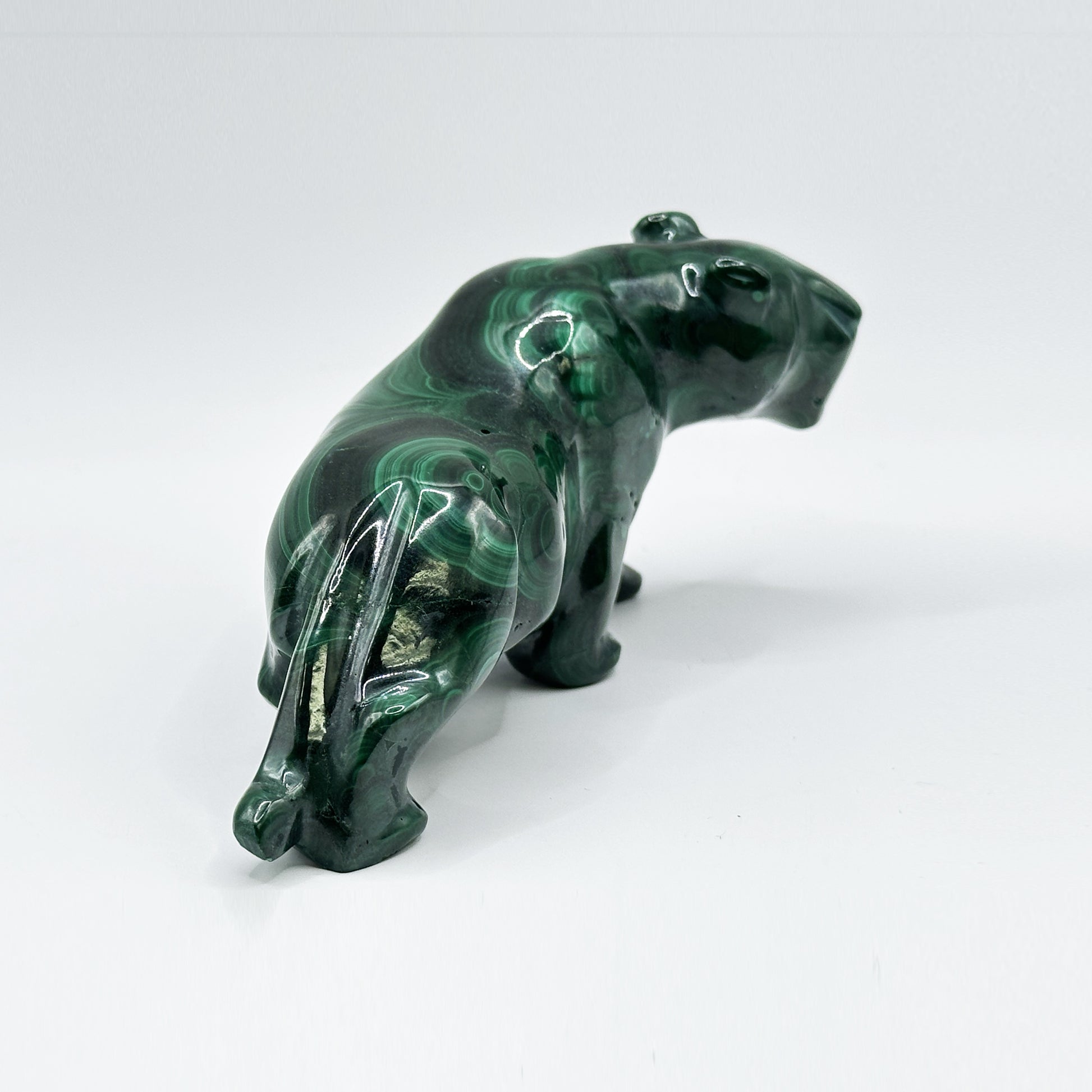 Natural Malachite Panther Carving - Gem Avenue