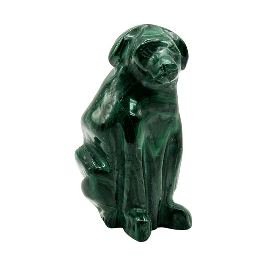 Natural Malachite Dog Carving - Gem Avenue