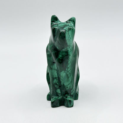 Natural Malachite Cat Carving - Gem Avenue