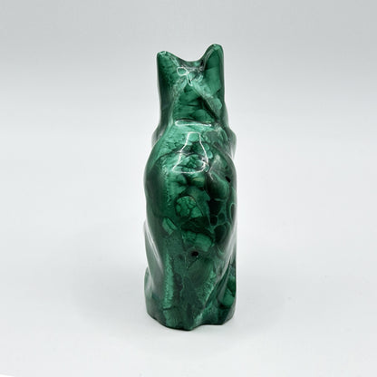 Natural Malachite Cat Carving - Gem Avenue