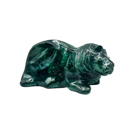 Natural Malachite Lion Carving - Gem Avenue