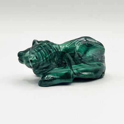 Natural Malachite Lion Carving - Gem Avenue