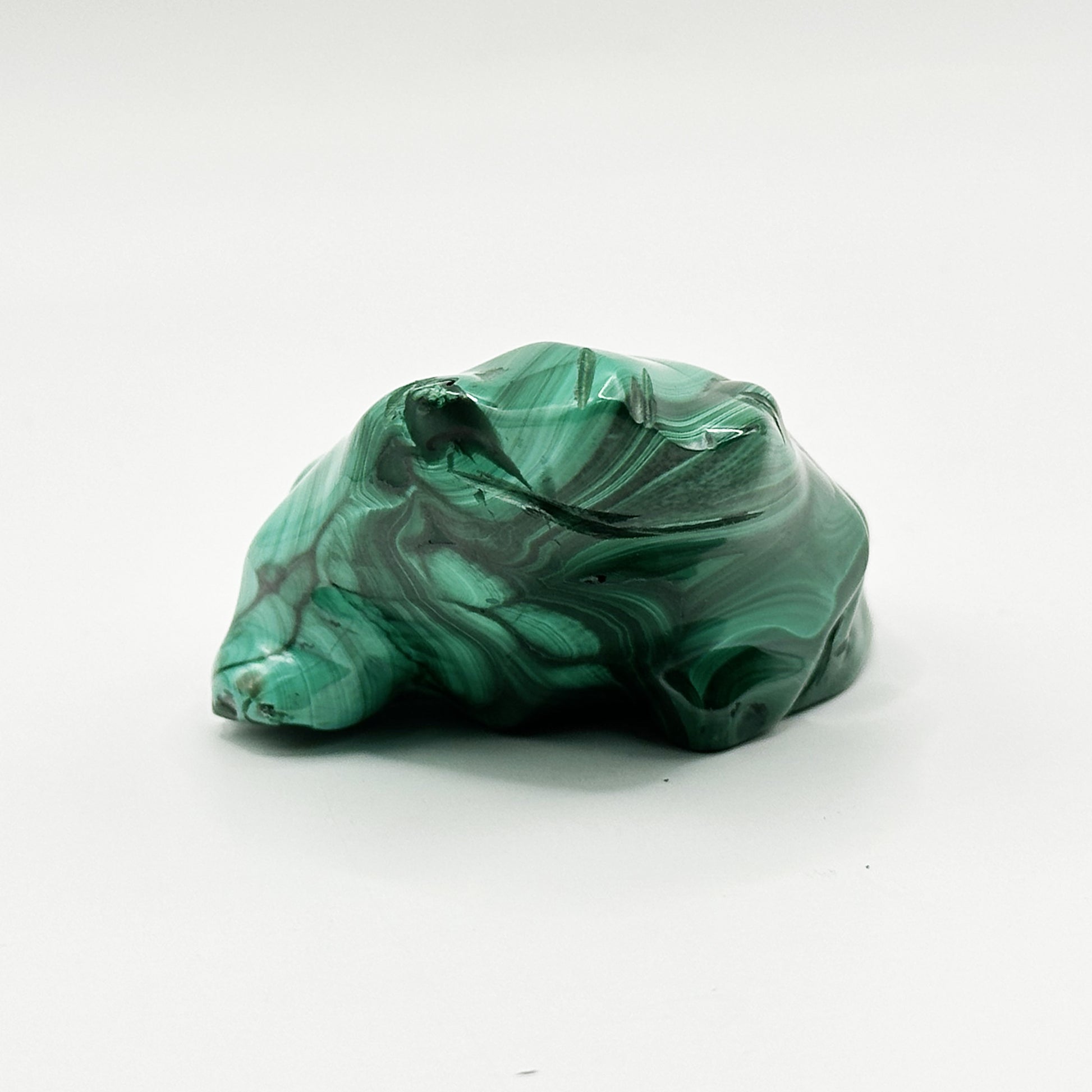 Natural Malachite Frog Carving - Gem Avenue