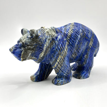 Hand Carved Lapis Lazuli Bear Figurine for Energy Healing, Meditation, Focus, Spiritual Balance & Home Decor - RAN528