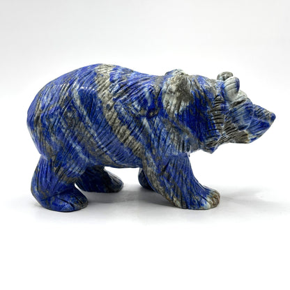 Hand Carved Lapis Lazuli Bear Figurine for Energy Healing, Meditation, Focus, Spiritual Balance & Home Decor - RAN528