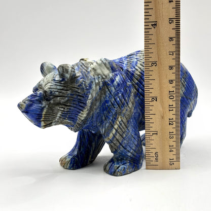 Hand Carved Lapis Lazuli Bear Figurine for Energy Healing, Meditation, Focus, Spiritual Balance & Home Decor - RAN528