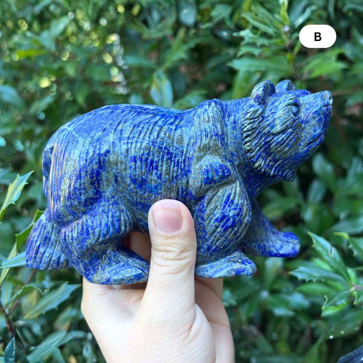Hand Carved Lapis Lazuli Bear Figurine for Energy Healing, Meditation, Focus, Spiritual Balance & Home Decor - RAN528