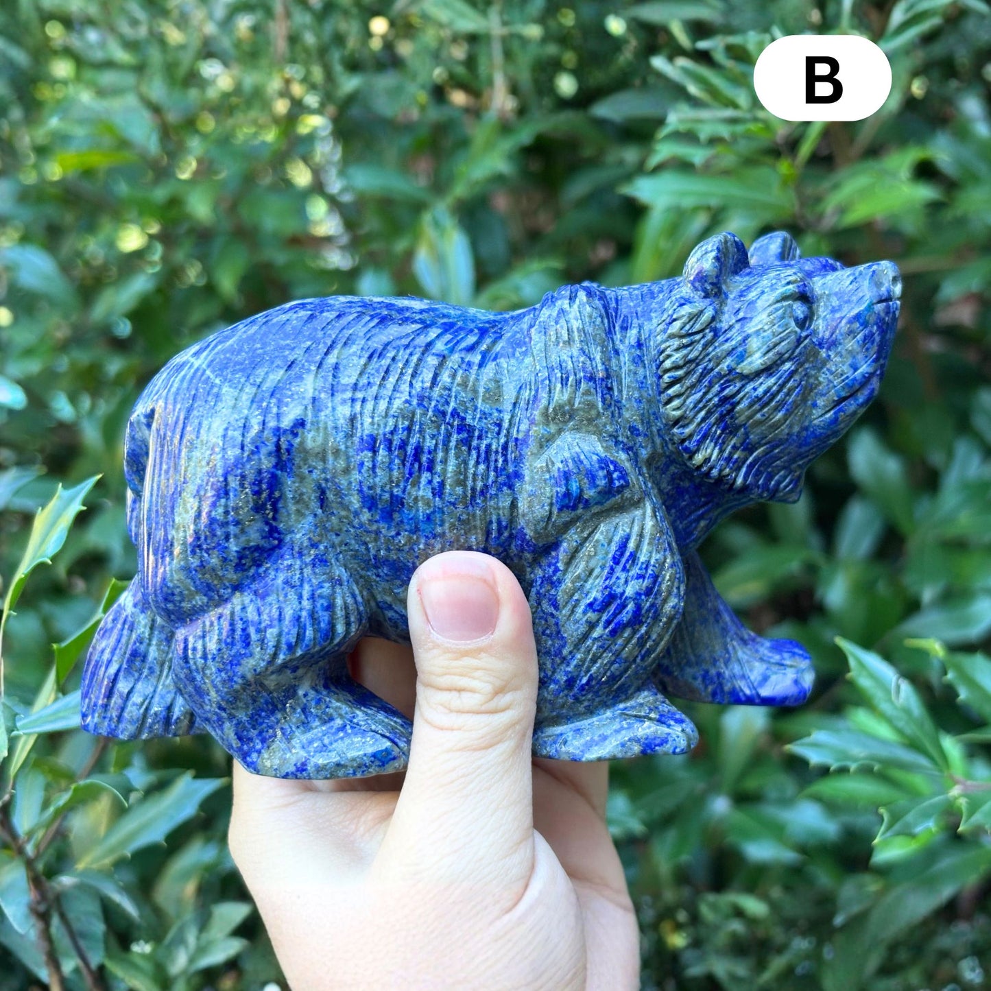 Hand Carved Lapis Lazuli Bear Figurine for Energy Healing, Meditation, Focus, Spiritual Balance & Home Decor - RAN528