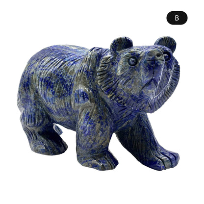 Hand Carved Lapis Lazuli Bear Figurine for Energy Healing, Meditation, Focus, Spiritual Balance & Home Decor - RAN528