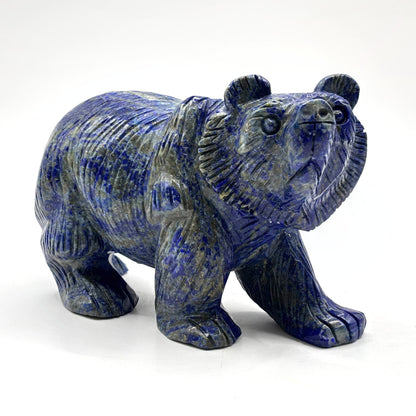 Hand Carved Lapis Lazuli Bear Figurine for Energy Healing, Meditation, Focus, Spiritual Balance & Home Decor - RAN528
