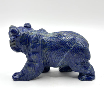 Hand Carved Lapis Lazuli Bear Figurine for Energy Healing, Meditation, Focus, Spiritual Balance & Home Decor - RAN528