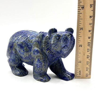 Hand Carved Lapis Lazuli Bear Figurine for Energy Healing, Meditation, Focus, Spiritual Balance & Home Decor - RAN528