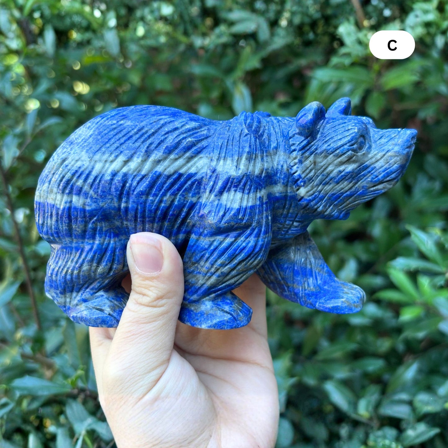 Hand Carved Lapis Lazuli Bear Figurine for Energy Healing, Meditation, Focus, Spiritual Balance & Home Decor - RAN528