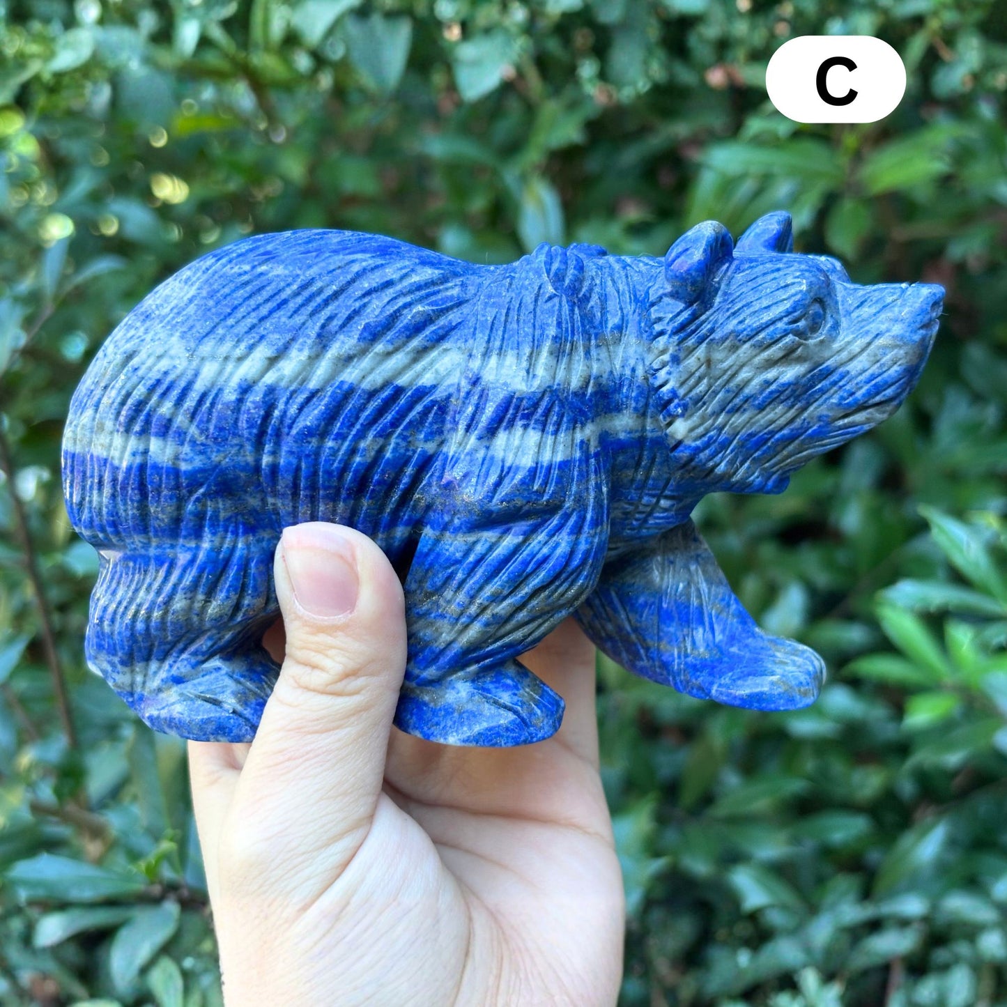 Hand Carved Lapis Lazuli Bear Figurine for Energy Healing, Meditation, Focus, Spiritual Balance & Home Decor - RAN528