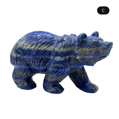 Hand Carved Lapis Lazuli Bear Figurine for Energy Healing, Meditation, Focus, Spiritual Balance & Home Decor - RAN528