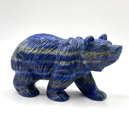 Hand Carved Lapis Lazuli Bear Figurine for Energy Healing, Meditation, Focus, Spiritual Balance & Home Decor - RAN528