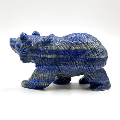 Hand Carved Lapis Lazuli Bear Figurine for Energy Healing, Meditation, Focus, Spiritual Balance & Home Decor - RAN528
